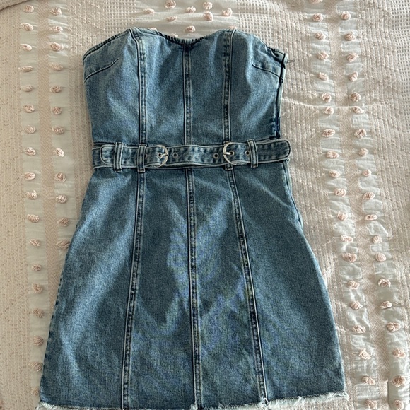 Steve Madden Blue Strapless Denim Dress - Picture 1 of 7